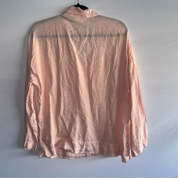 Women's C&C California 100% Linen Pink Long Sleeve Top - Picture 4 of 7